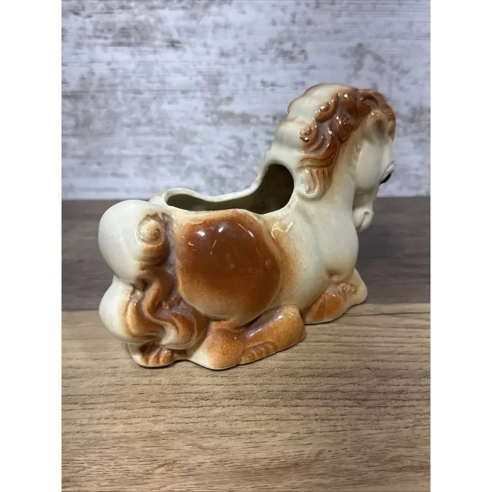 Vtg Ceramic Kneeling Horse Planter Shawnee Pottery MCM